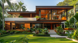 Contemporary Tropical House at Golden Hour
